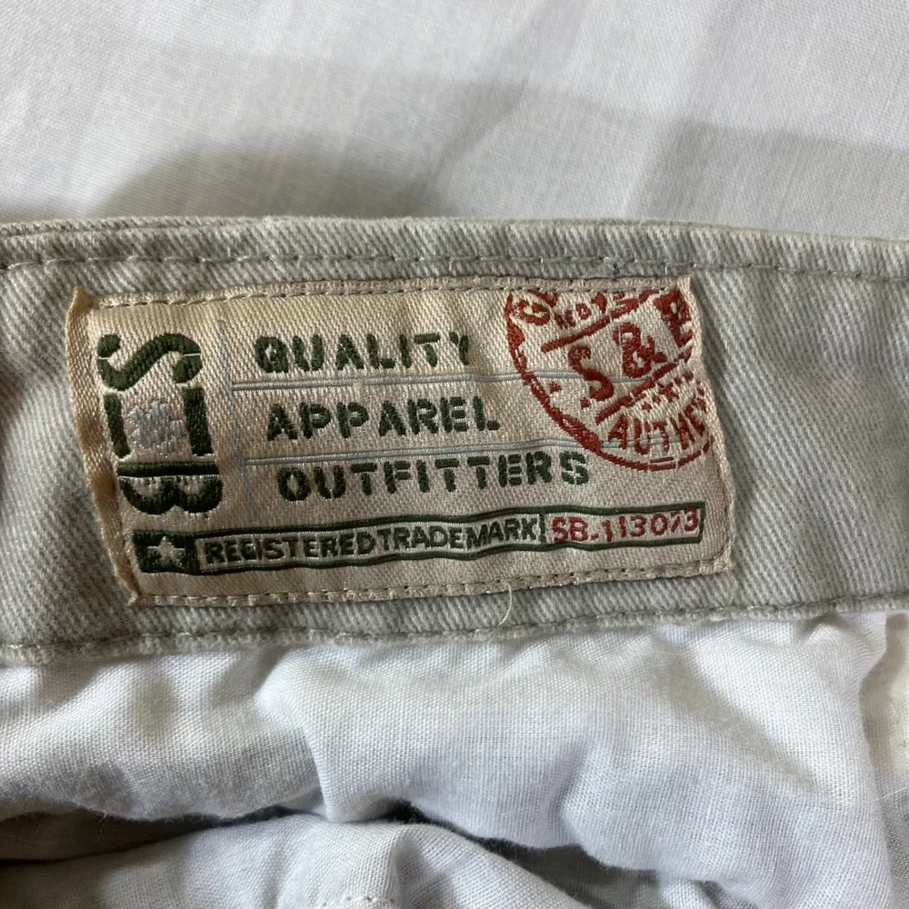 S&B Quality Apparel Outfitters Mens Khaki Tan Cargo Pants Relaxed Fit 34x32